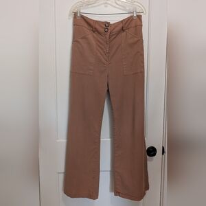 Anthropologie Self Contrast Wide-Leg Pants Large Rust Boho